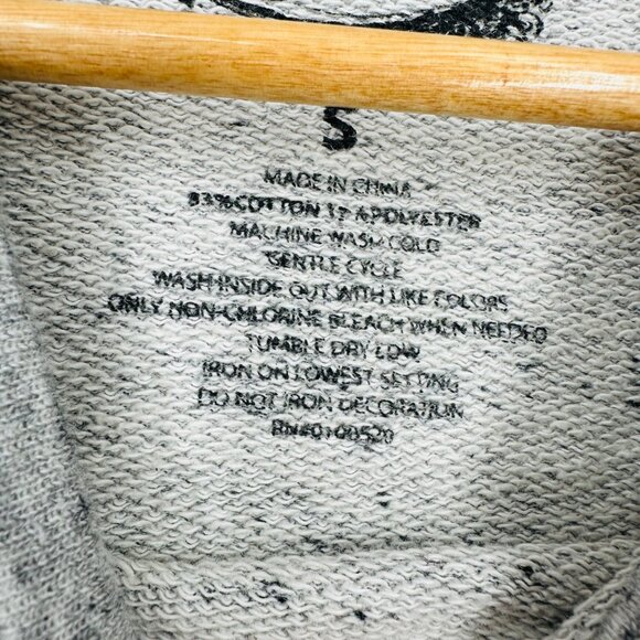 Disney Gray Navy Blue "The Little Mermaid" Logo Cropped Long Sleeve Sweatshirt S - Picture 6 of 6